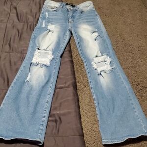 Lucky Brand Light Blue Distressed Flare Jeans